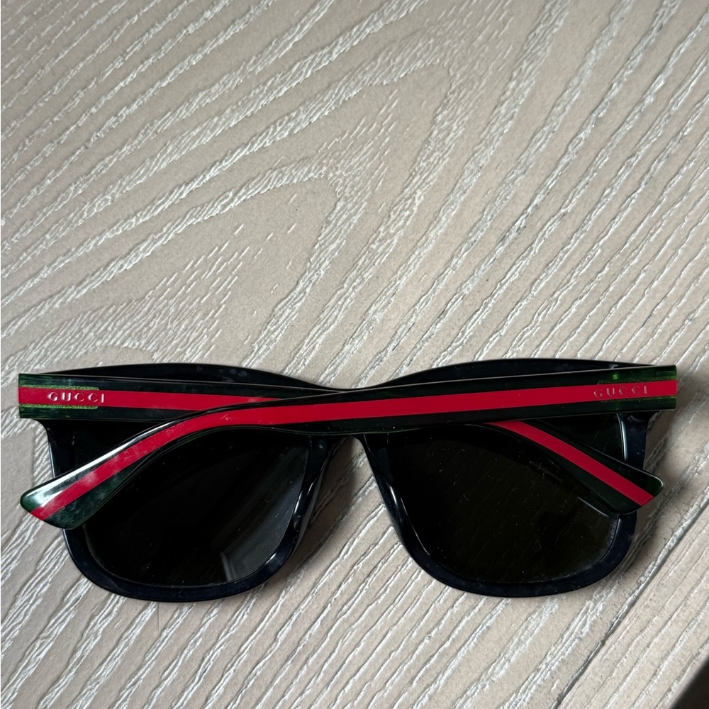 Gucci Black Sunglasses with Red and Green Accent